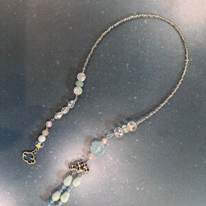 Chic Silver and Blue Beaded Bookmark